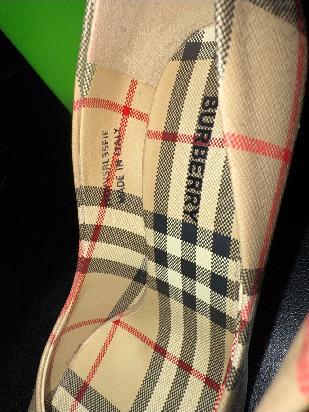 Burberry Check Pointed-Toe Plaid Pumps in Beige, Black, Tan - Picture 5 of 6